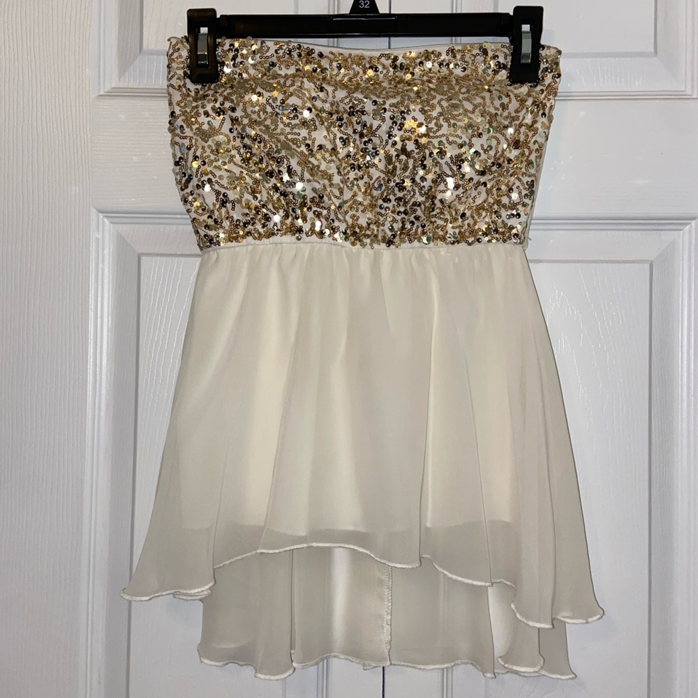 Rue21 Strapless Top with Gold Sequin Detail